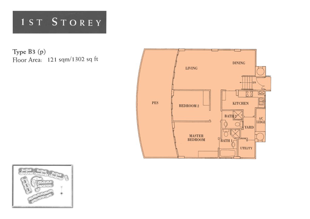 Seletar Springs Condominium floor plan 1,302 sqft Type B3(p)