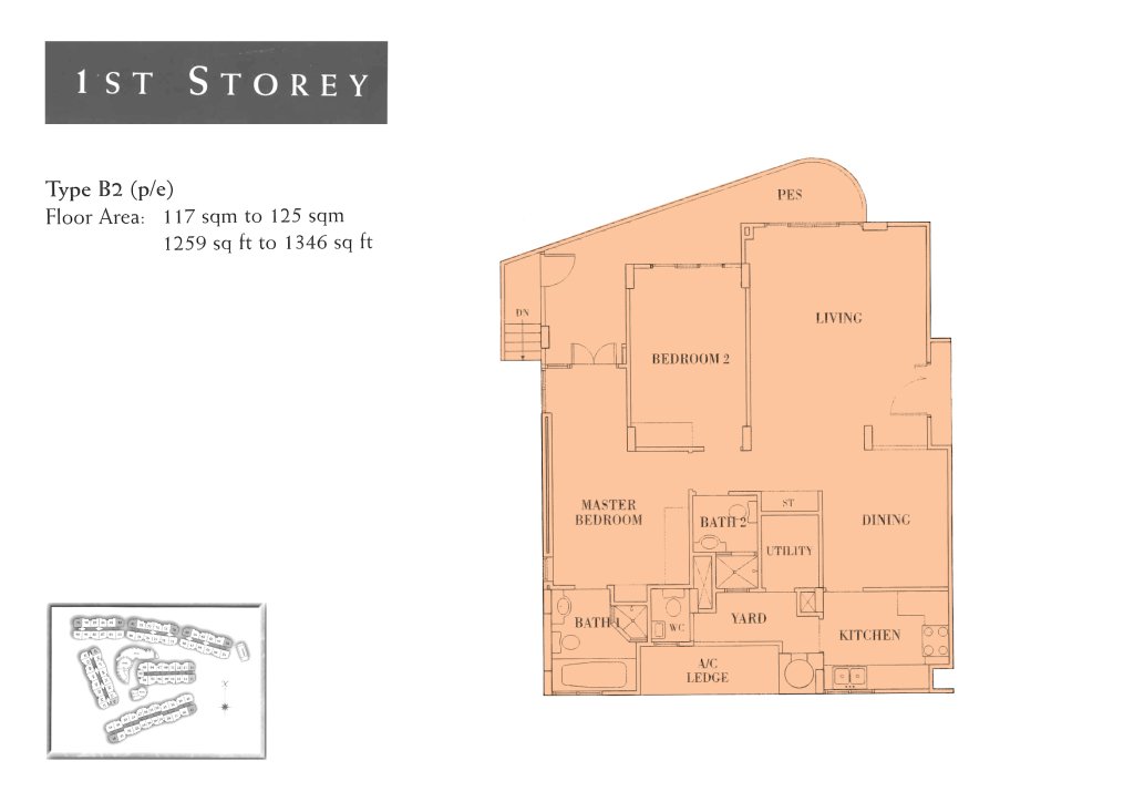Seletar Springs Condominium floor plan 1,324 sqft Type B2(p,e)