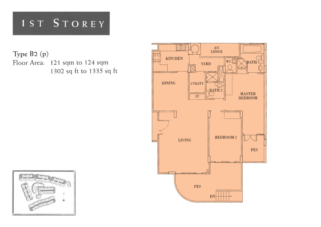 Seletar Springs Condominium floor plan 1,335 sqft Type B2(p)