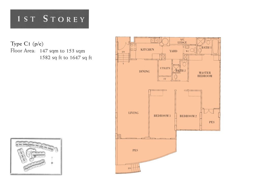 Seletar Springs Condominium floor plan 1,593 sqft Type C1(p,e)