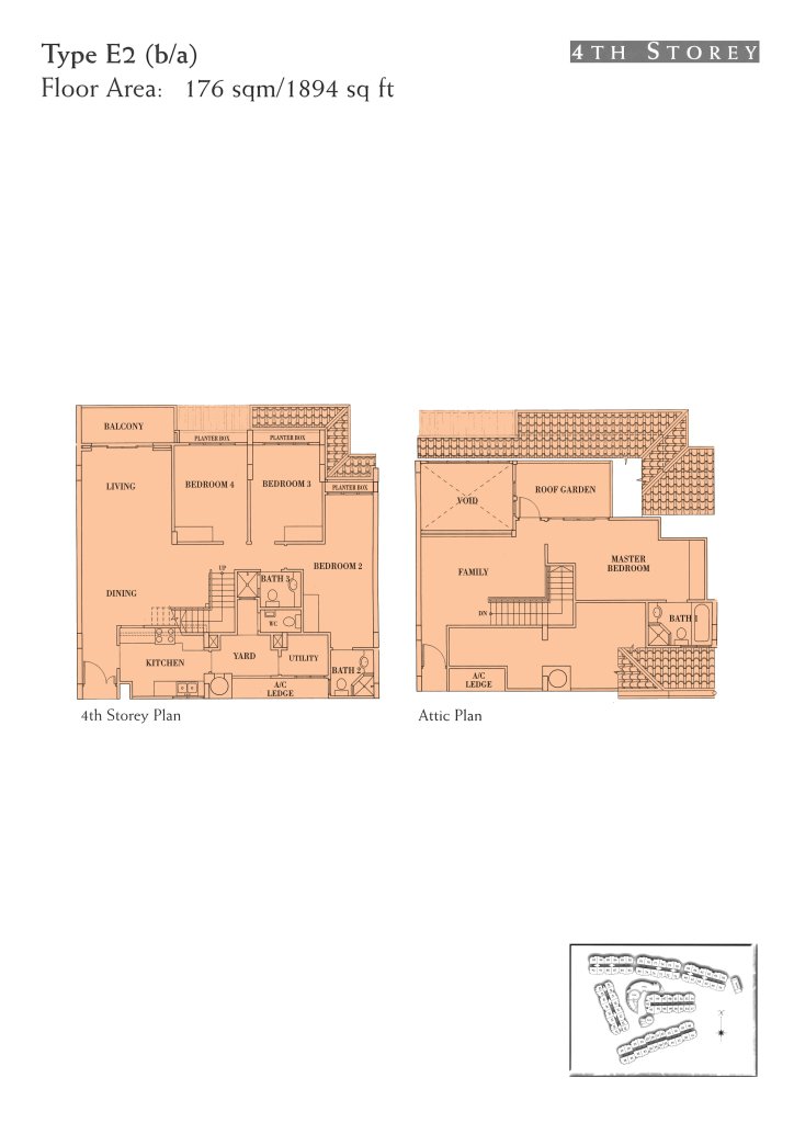 Seletar Springs Condominium floor plan 2,088 sqft Type E2 (b,a) 4th