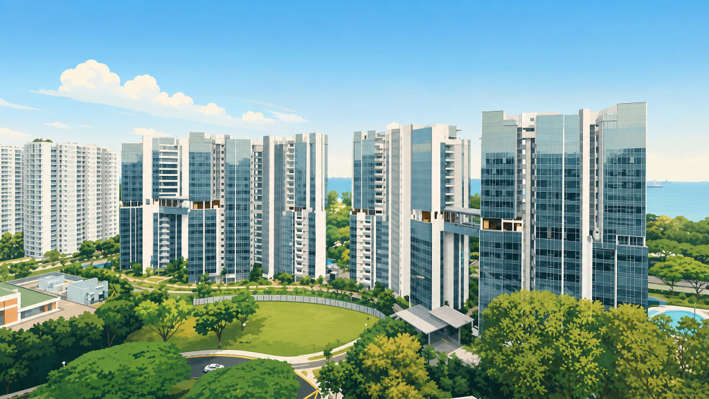 Silversea aerial view of the towers beside East Coast Park