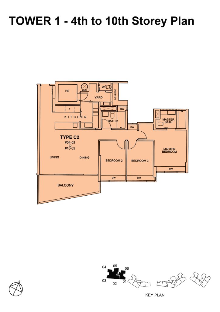 Silversea floor plan Type C2, 1485 sqft, Marine Parade, Singapore