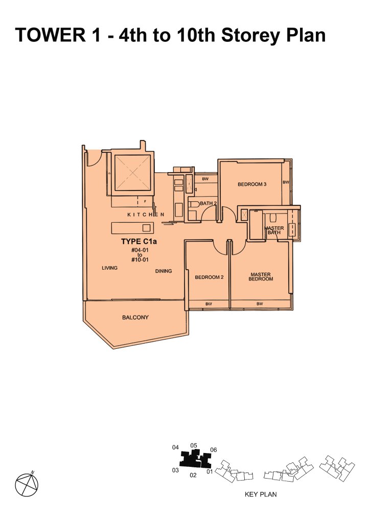 Silversea floor plan Type C1a, 1507 sqft, Marine Parade, Singapore