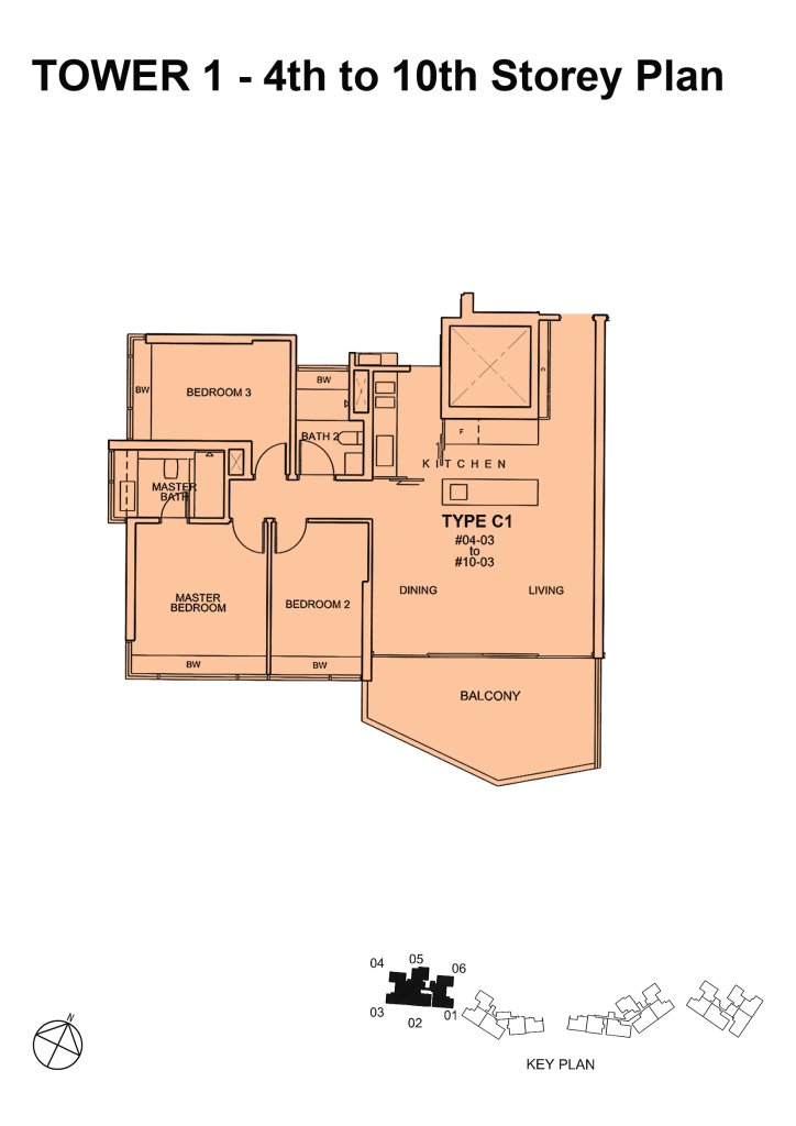 Silversea floor plan Type C1, 1528 sqft, Marine Parade, Singapore