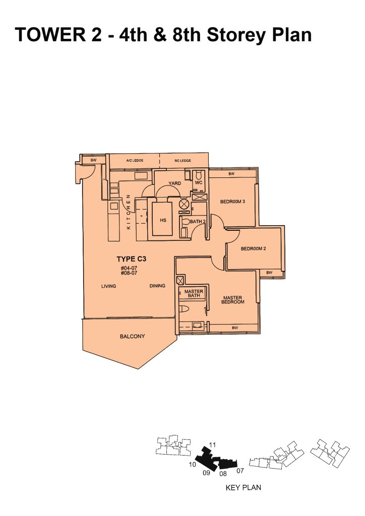 Silversea floor plan Type C3, 1572 sqft, Marine Parade, Singapore