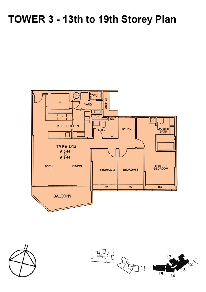 Silversea floor plan Type D1a, 1647 sqft, Marine Parade, Singapore