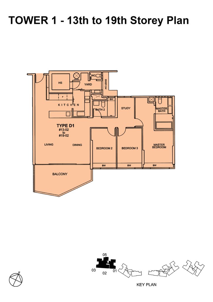 Silversea floor plan Type D1, 1690 sqft, Marine Parade, Singapore