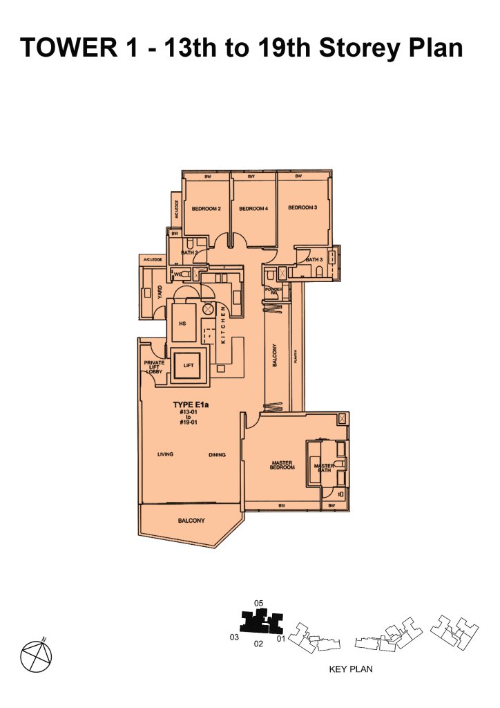 Silversea floor plan Type E1a, 2486 sqft, Marine Parade, Singapore