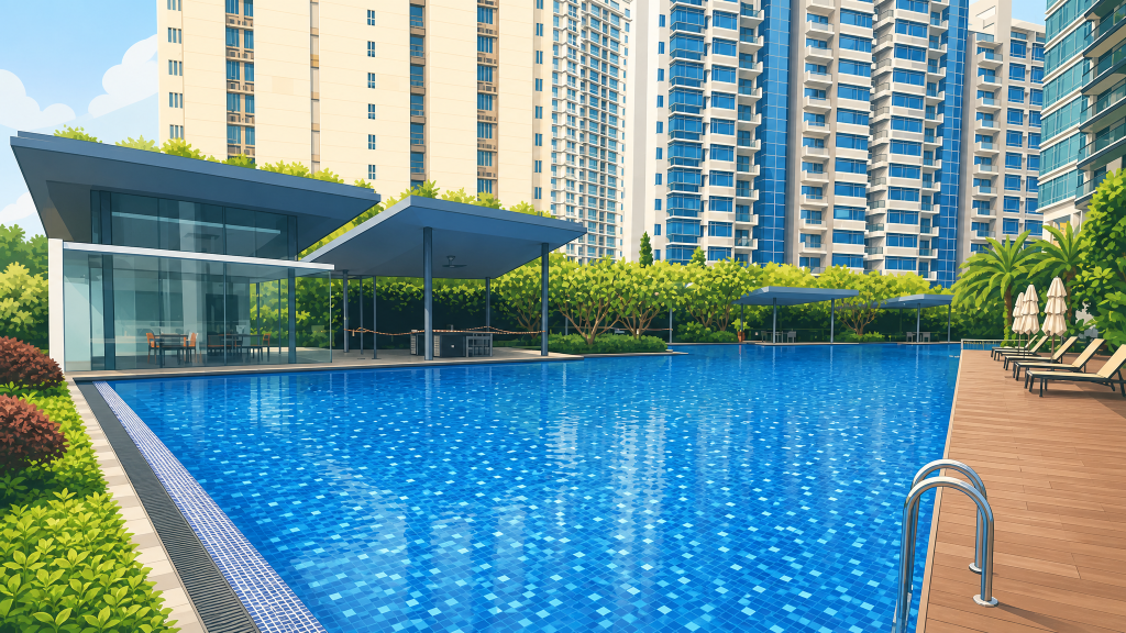 Soleil @ Sinaran the lap pool and the glass pavilion