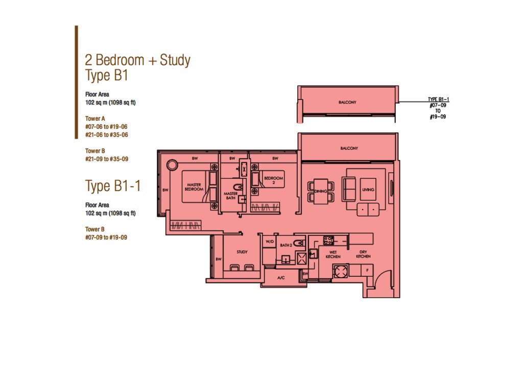 Soleil @ Sinaran floor plan 1,098 sqft Type B1