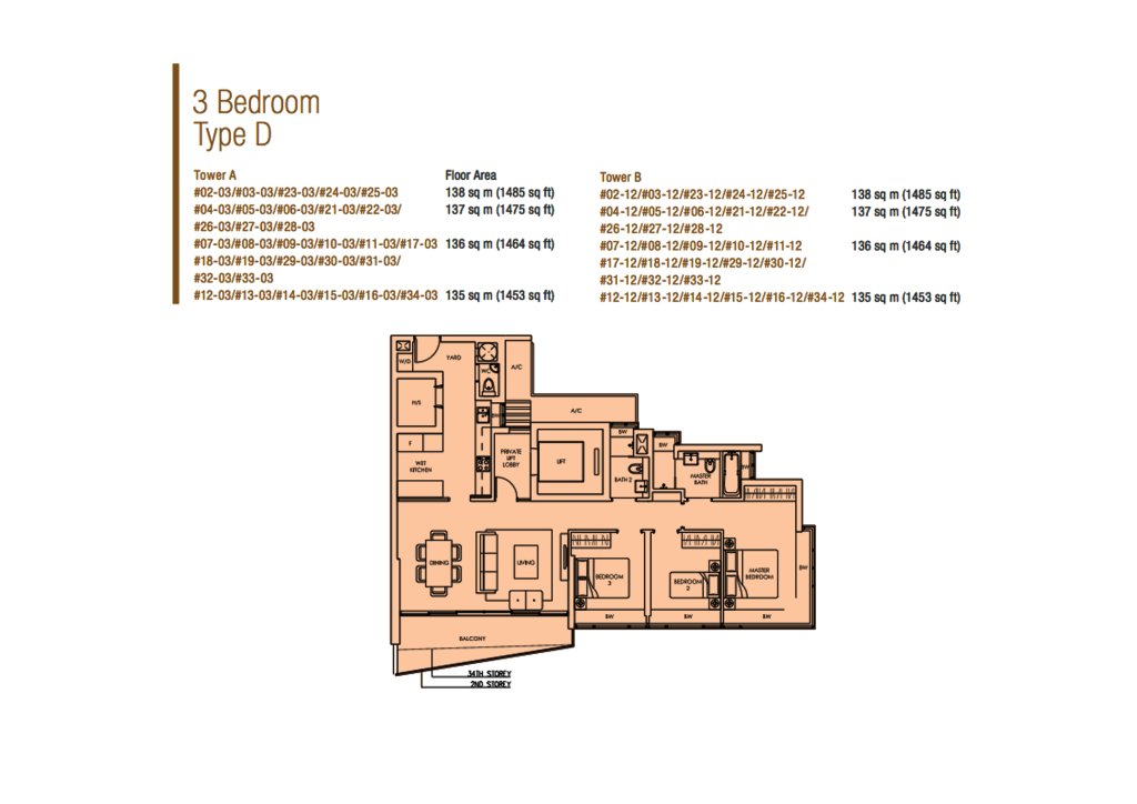 Soleil @ Sinaran floor plan 1,464 sqft Type D