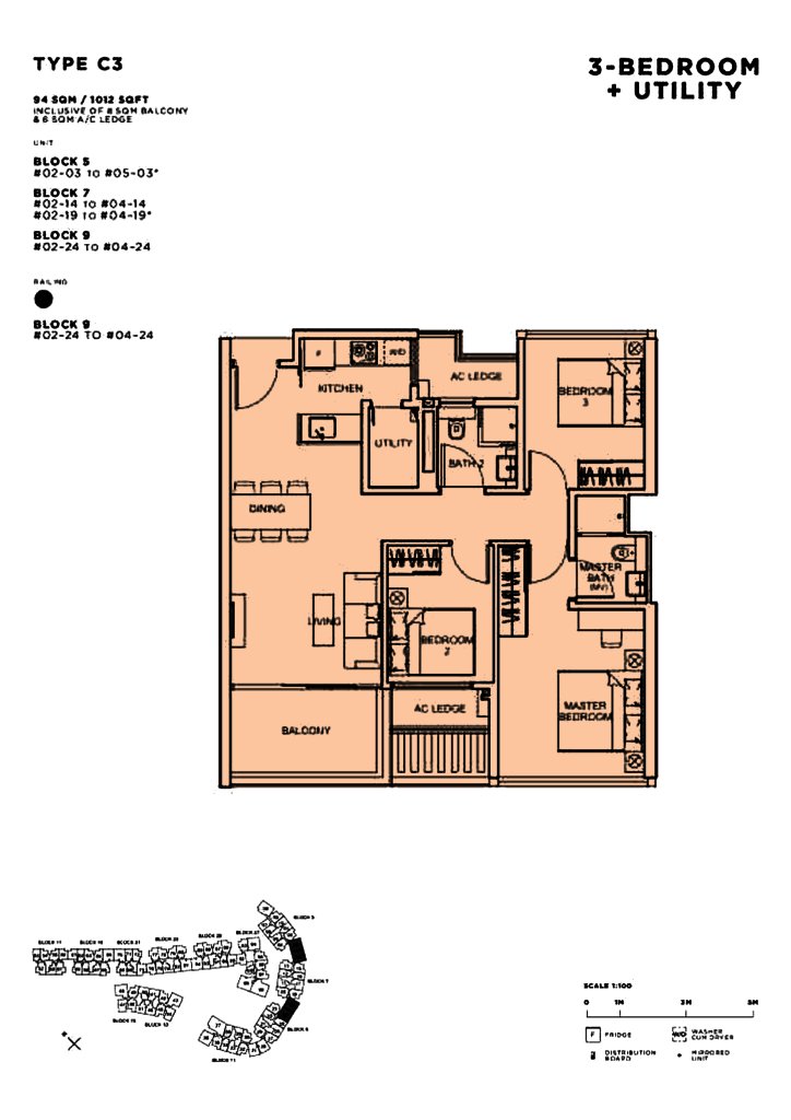 Sophia Hills floor plan 1,012 sqft Type C3