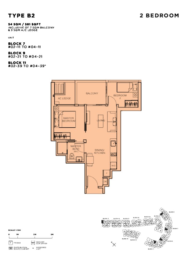 Sophia Hills floor plan 581 sqft Type B2