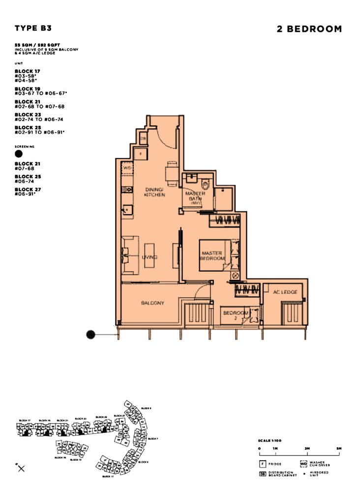 Sophia Hills floor plan 592 sqft Type B3
