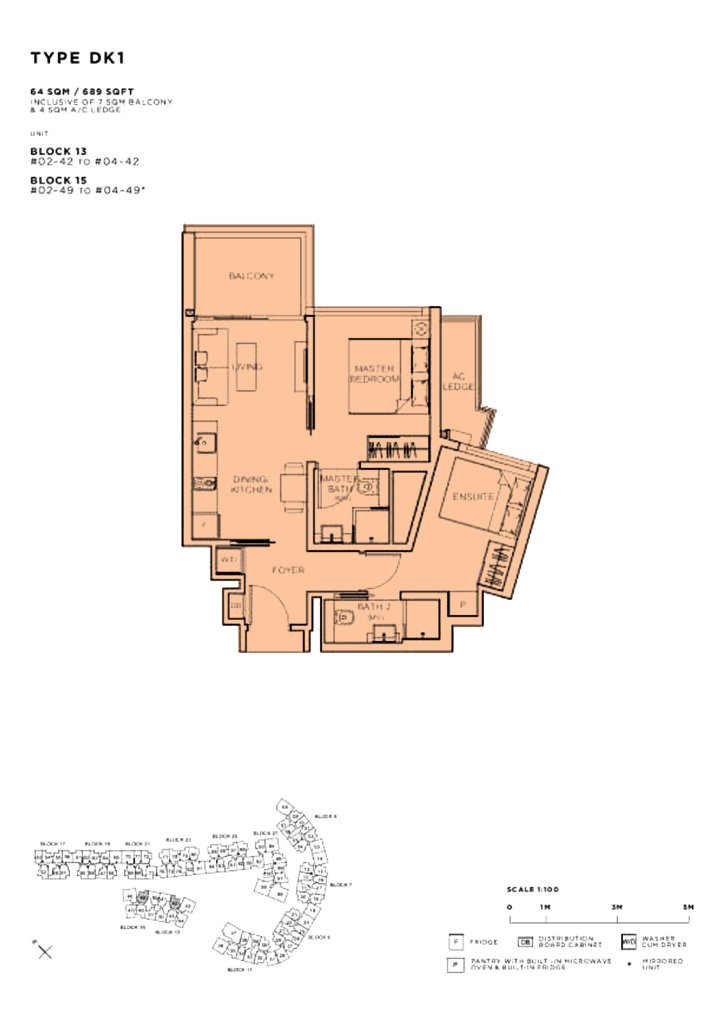 Sophia Hills floor plan 689 sqft Type DK1