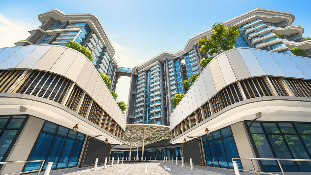 Stars of Kovan curved facade detail