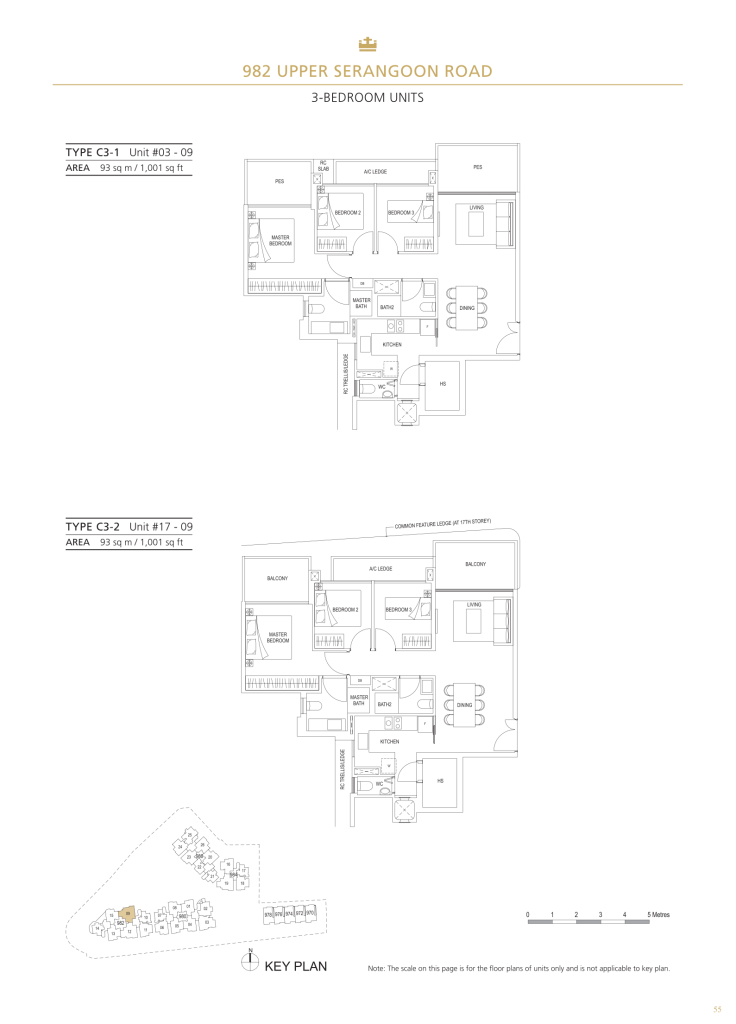 Stars of Kovan floor plan Type C3, 1001 sqft, Hougang, Singapore