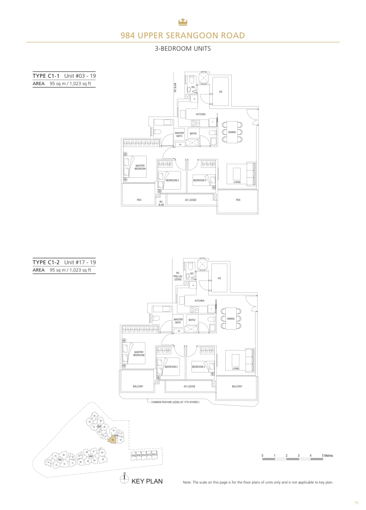 Stars of Kovan floor plan Type C1, 1023 sqft, Hougang, Singapore
