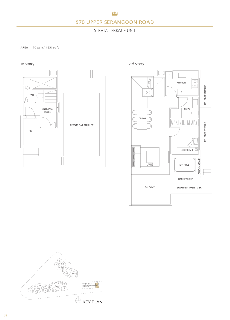 Stars of Kovan floor plan Type Terrace-970, 1830 sqft, Hougang, Singapore