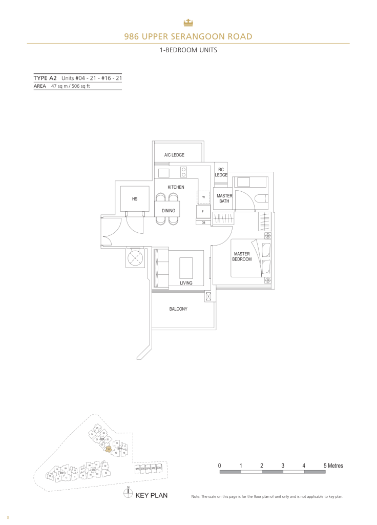 Stars of Kovan floor plan Type A2, 506 sqft, Hougang, Singapore