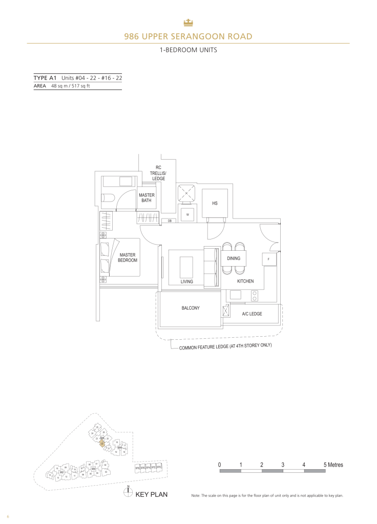 Stars of Kovan floor plan Type A1, 517 sqft, Hougang, Singapore