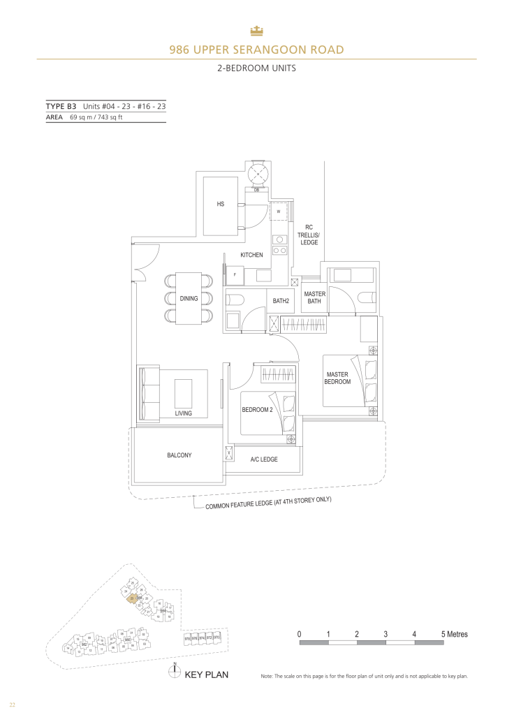 Stars of Kovan floor plan Type B3, 743 sqft, Hougang, Singapore