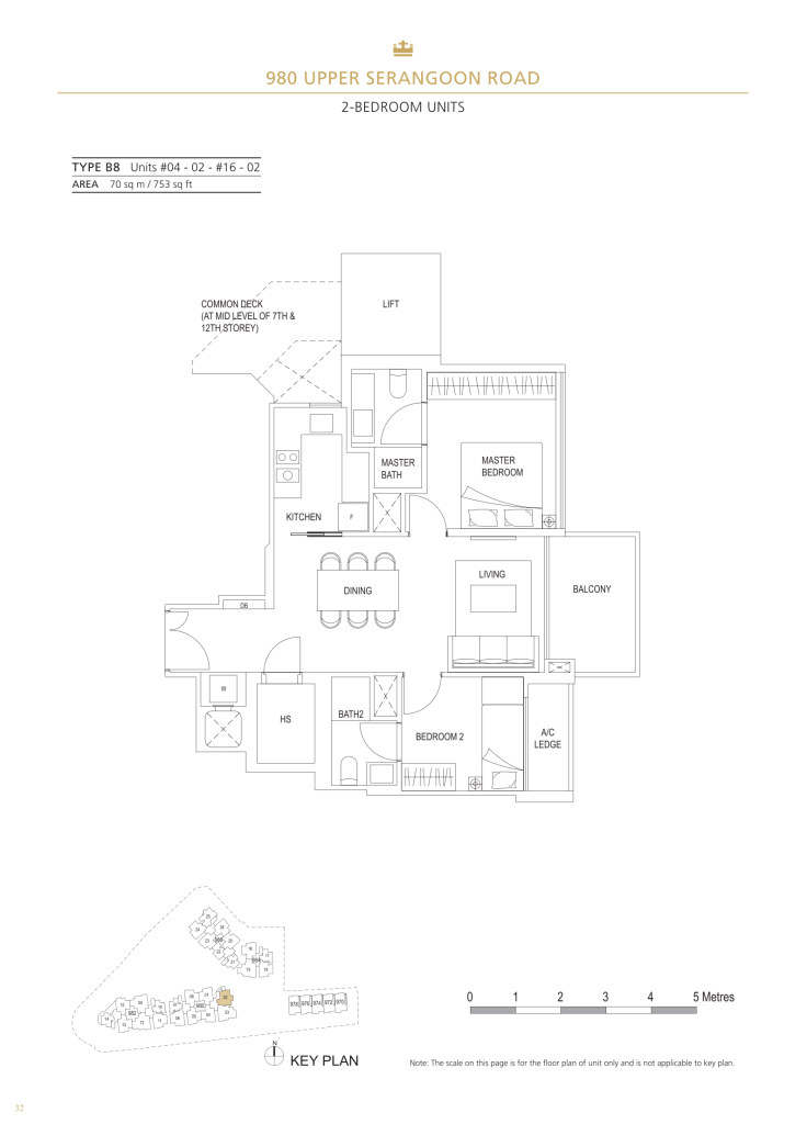 Stars of Kovan floor plan Type B8, 753 sqft, Hougang, Singapore