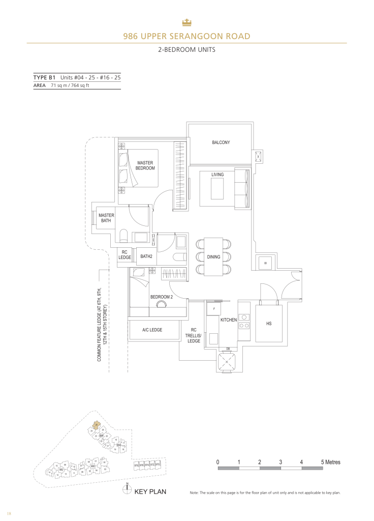 Stars of Kovan floor plan Type B1, 764 sqft, Hougang, Singapore