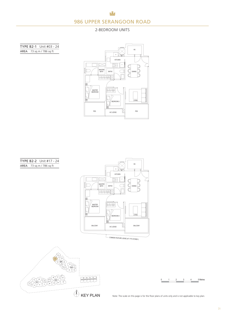 Stars of Kovan floor plan Type B2, 786 sqft, Hougang, Singapore