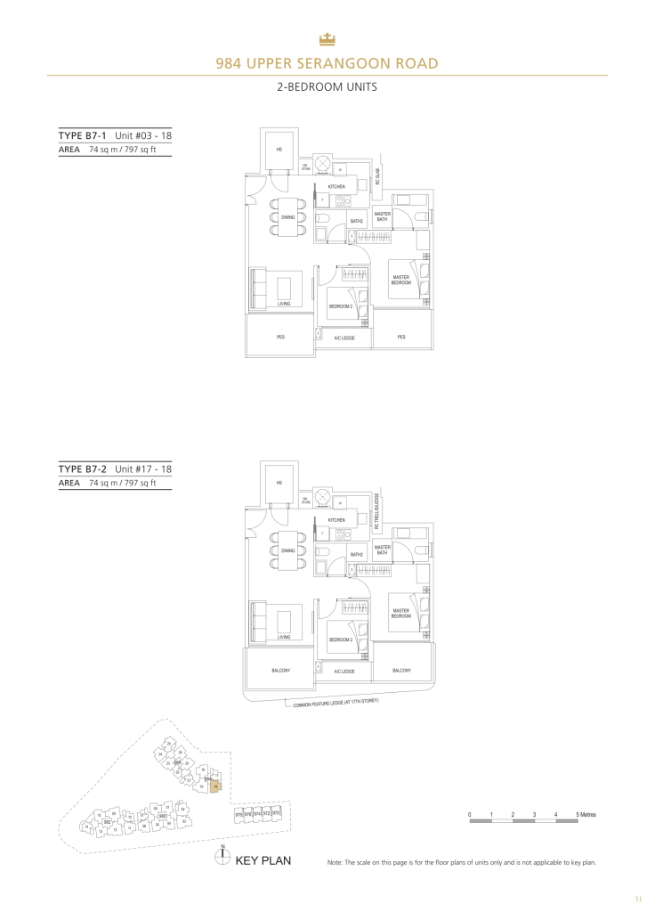 Stars of Kovan floor plan Type B7, 797 sqft, Hougang, Singapore