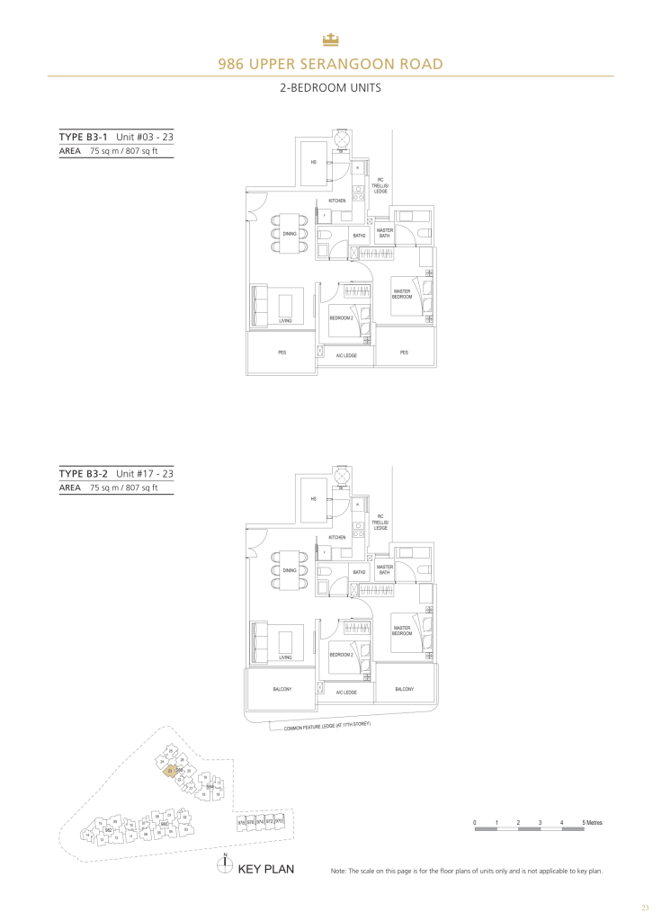 Stars of Kovan floor plan Type B3, 807 sqft, Hougang, Singapore