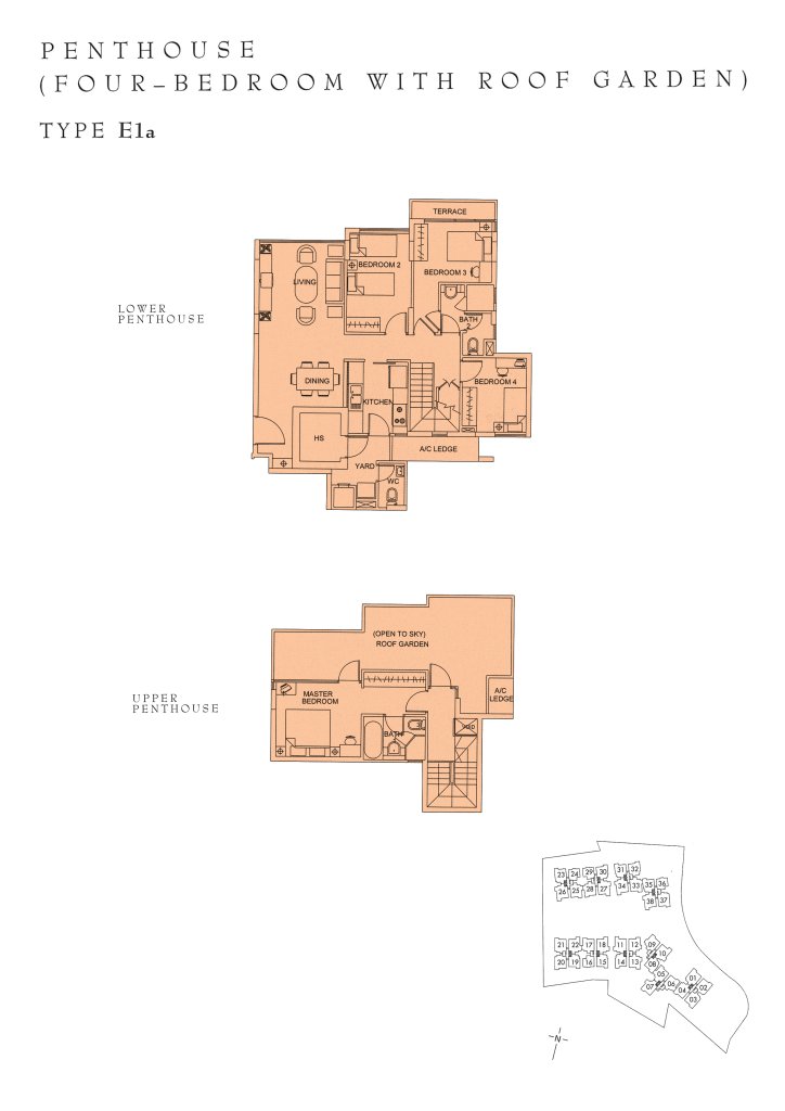 Sunglade floor plan Type E1a, 1744 sqft, Serangoon, Singapore