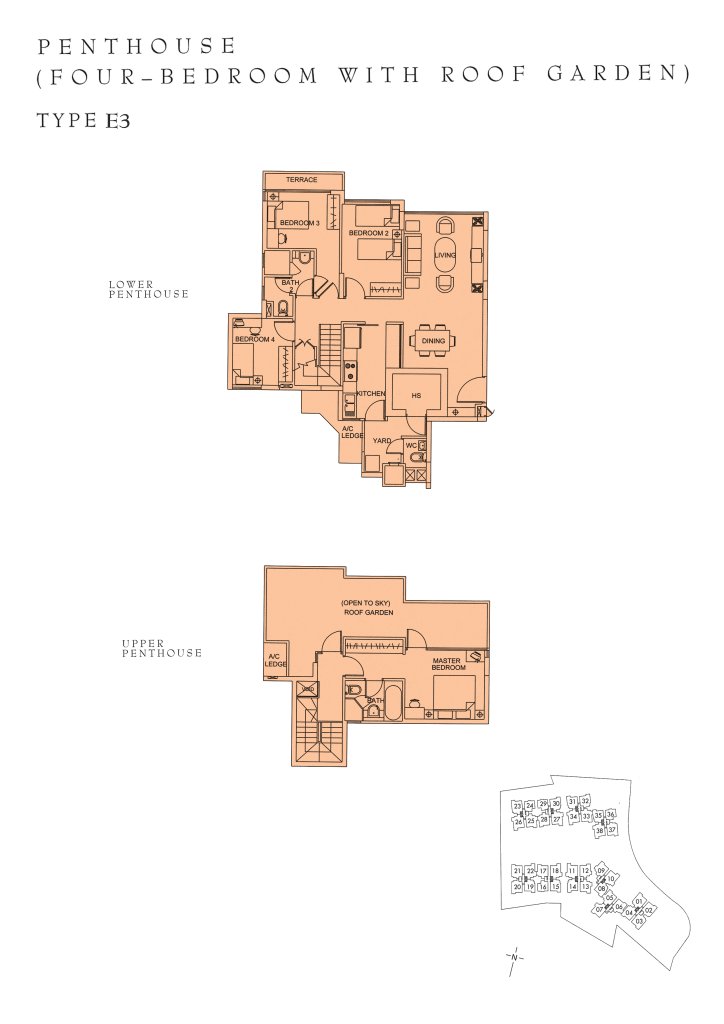 Sunglade floor plan Type E3, 1755 sqft, Serangoon, Singapore