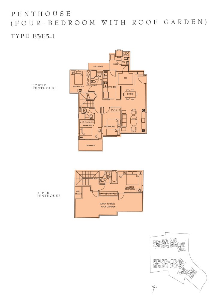 Sunglade floor plan Type E5E5, 1830 sqft, Serangoon, Singapore