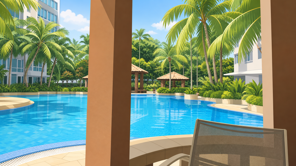 Sunglade swimming pool and poolside pavilion