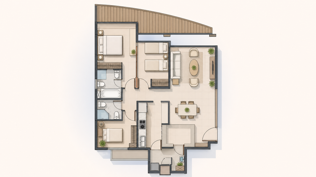 Sunglade illustrated unit layout with balcony, Serangoon, Singapore