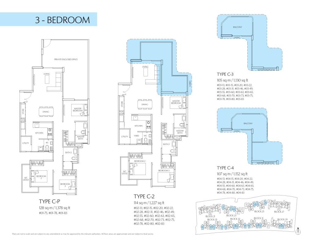 Terrasse floor plan Type C-P, 1378 sqft, Hougang, Singapore