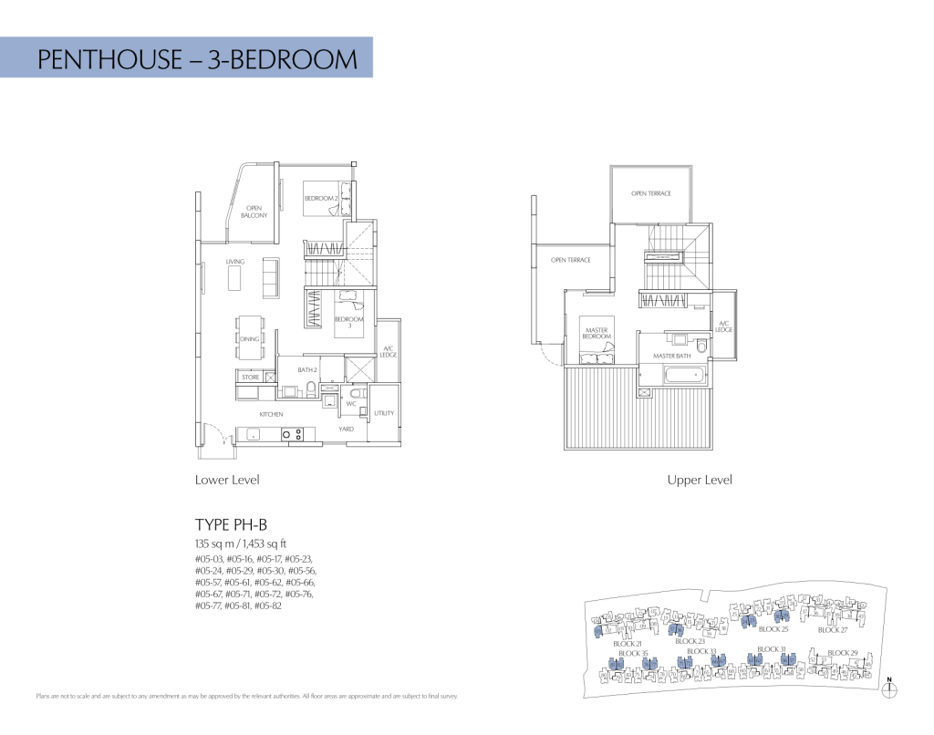 Terrasse floor plan Type PH-B, 1453 sqft, Hougang, Singapore