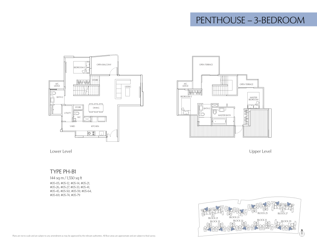 Terrasse floor plan Type PH-B1, 1550 sqft, Hougang, Singapore