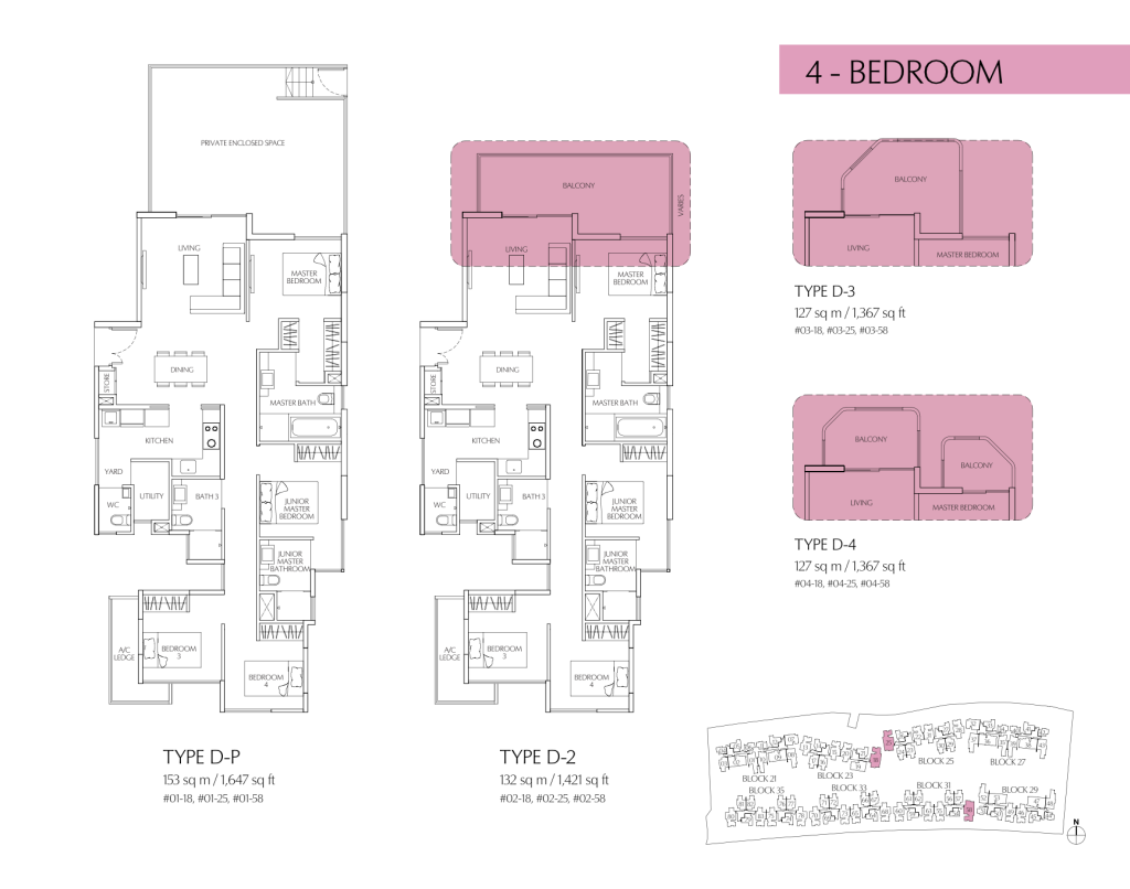 Terrasse floor plan Type D-P, 1647 sqft, Hougang, Singapore