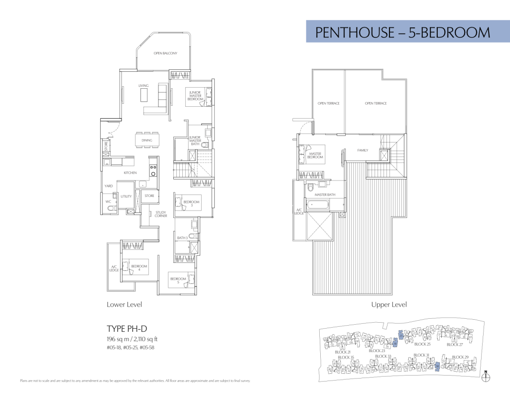 Terrasse floor plan Type PH-D, 2110 sqft, Hougang, Singapore