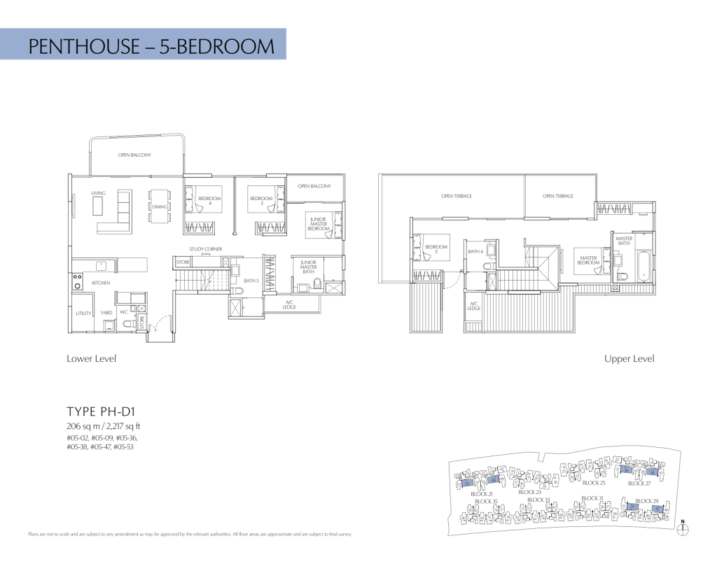 Terrasse floor plan Type PH-D1, 2217 sqft, Hougang, Singapore