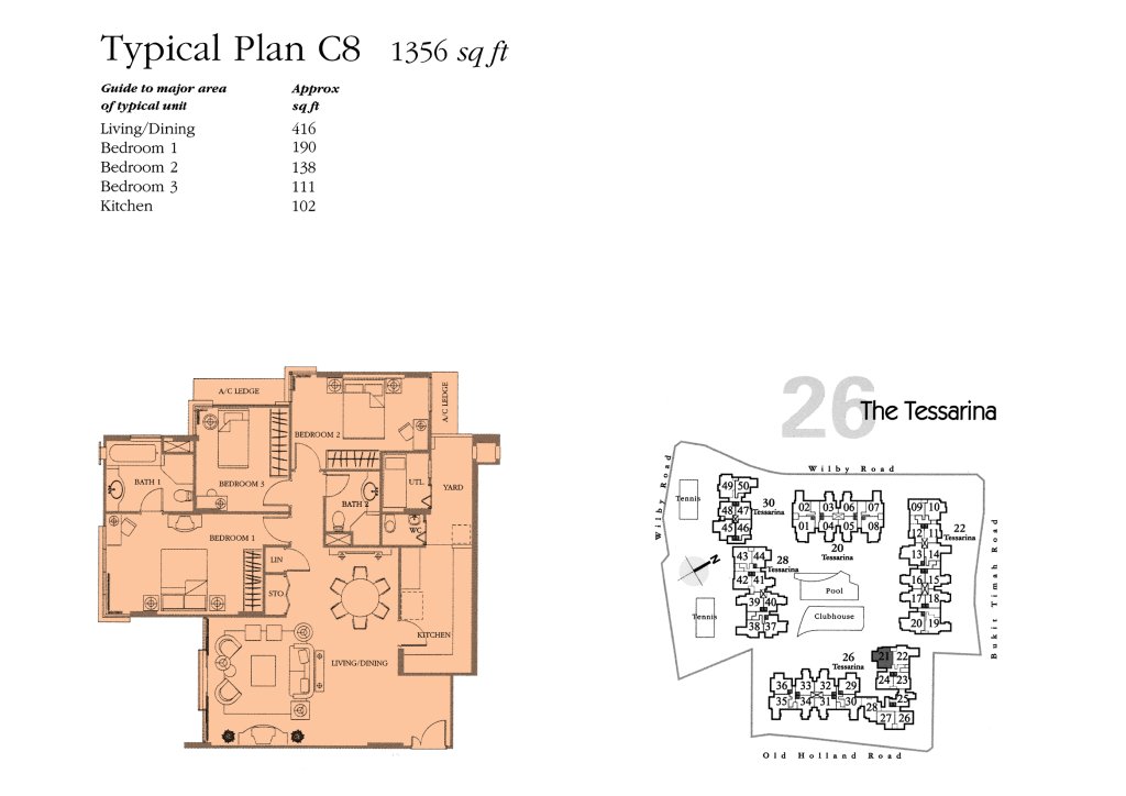 The Tessarina floor plan 1,356 sqft Type C8