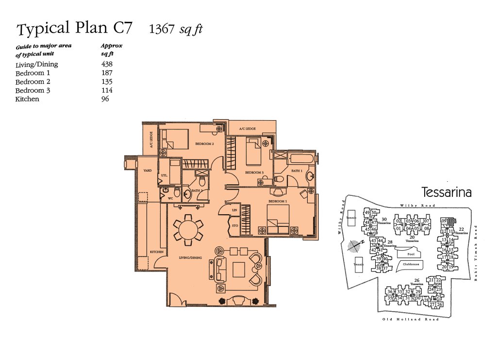 The Tessarina floor plan 1,367 sqft Type C7