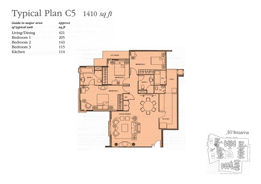 The Tessarina floor plan 1,410 sqft Type C5
