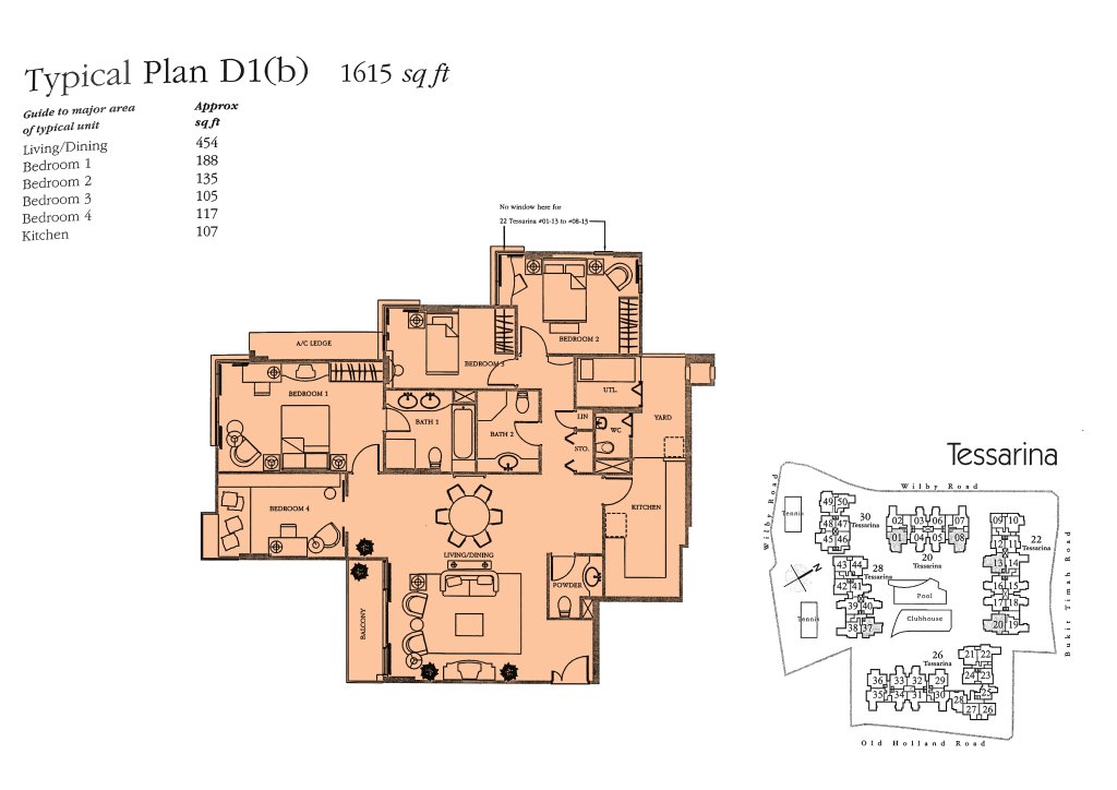 The Tessarina floor plan 1,615 sqft Type D1