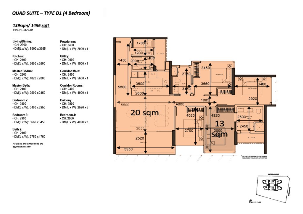 The Atelier floor plan 1,496 sqft Type D1