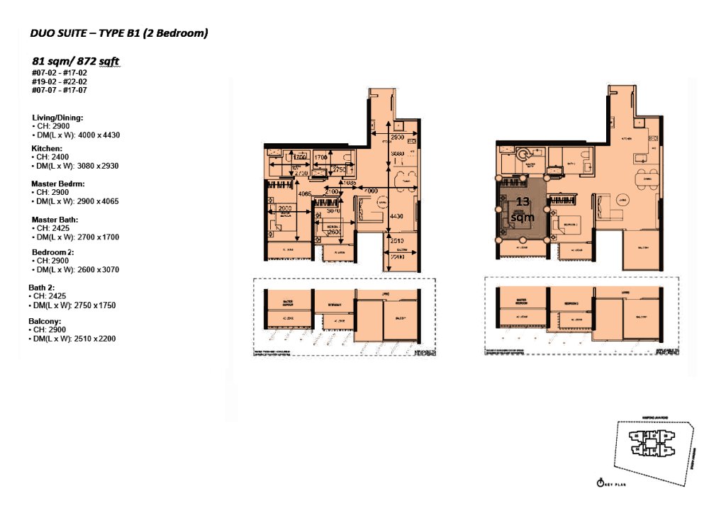 The Atelier floor plan 872 sqft Type B1