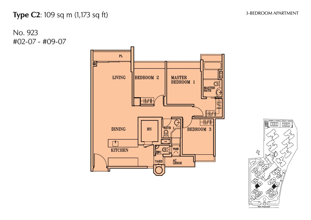 The Cascadia floor plan 1,173 sqft Type C2
